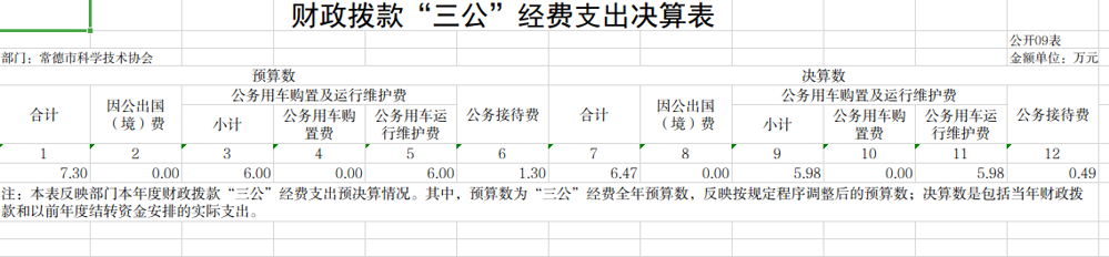 财政拨款“三公”经费支出决算表